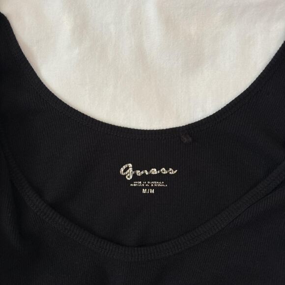 black rhinestone guess logo tank top y2k style - Picture 4 of 4